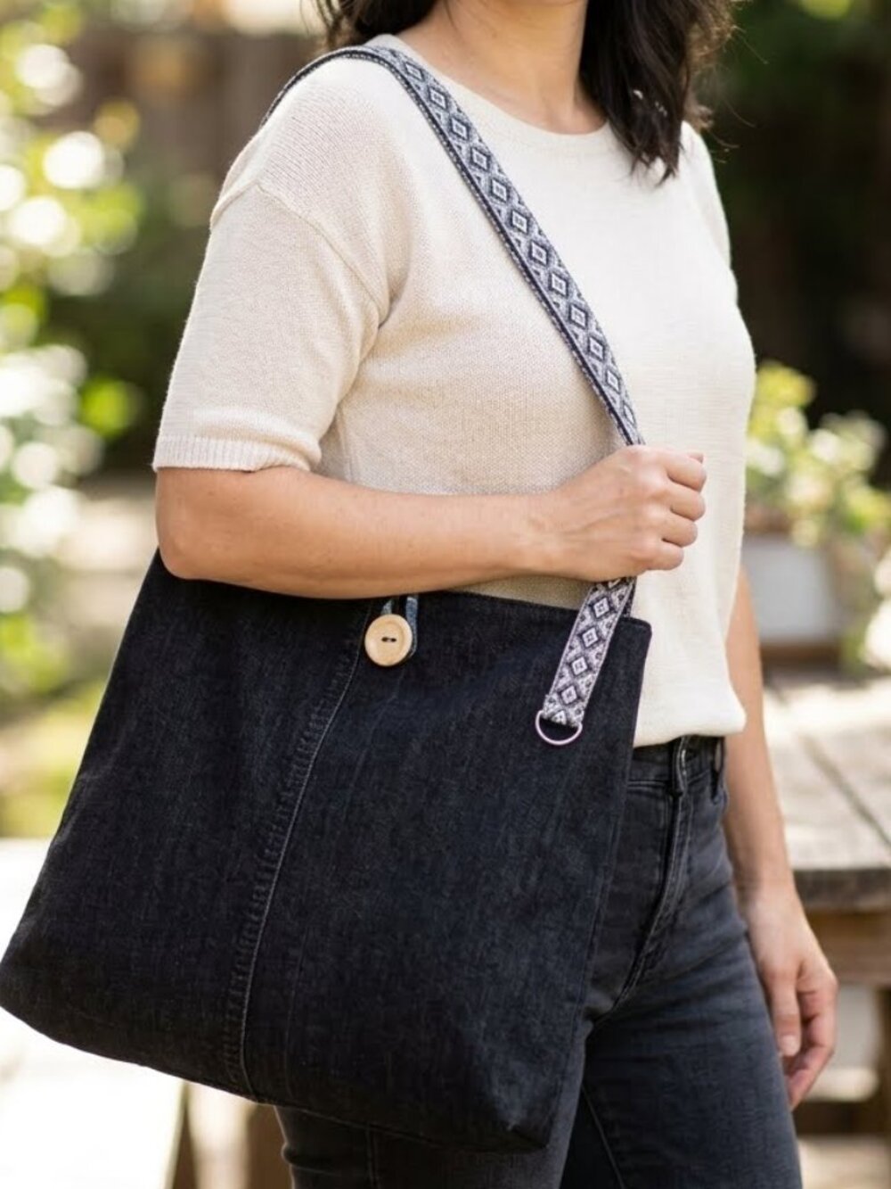 New Handmade Women's Shoulder Crossbody Tote Bag Upcycled Denim